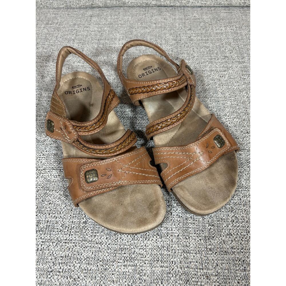 Earth Origins Brown Leather Strappy Sandals 7.5